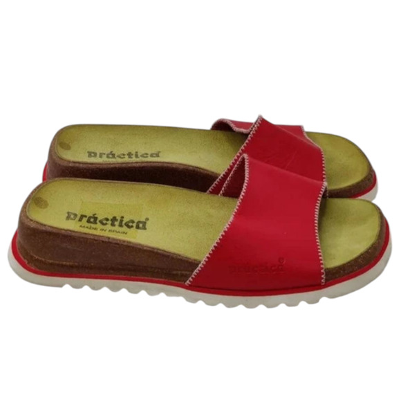 Y2K Womens Red Leather Sandal Sz 9 - Picture 2 of 9